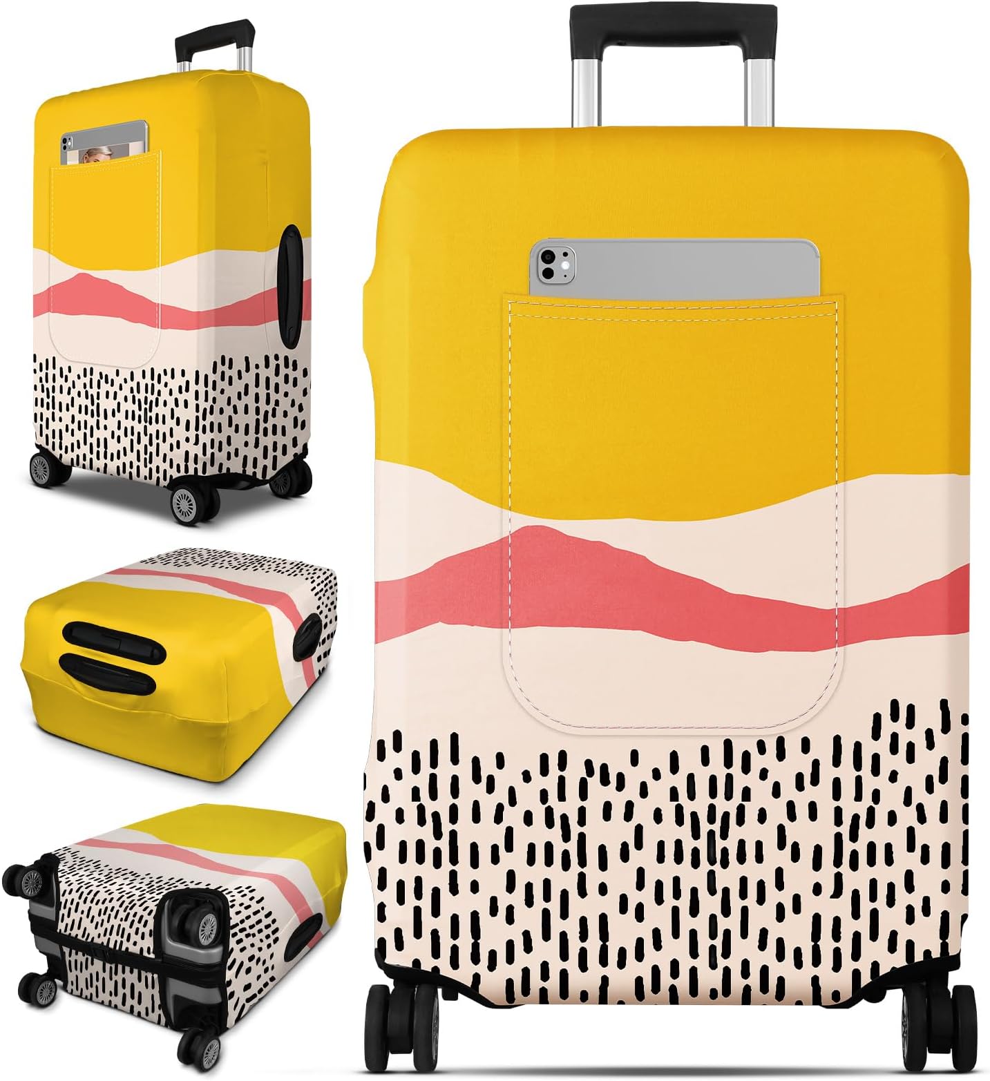 Slohif Luggage Cover for Suitcase Tsa Approved Protector - Luggage Sleeve Large Suit Case Cover Travel Stretch Baggage Case Protective Washable Fit 22-24 Inch Patchwork S