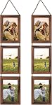 Lavezee 5x7 Collage Triple Picture Frames Set, Distressed White 6 Opening Hanging Vertical Frame Made to Display 5 by 7 Inch Photo Print for Wall Decor