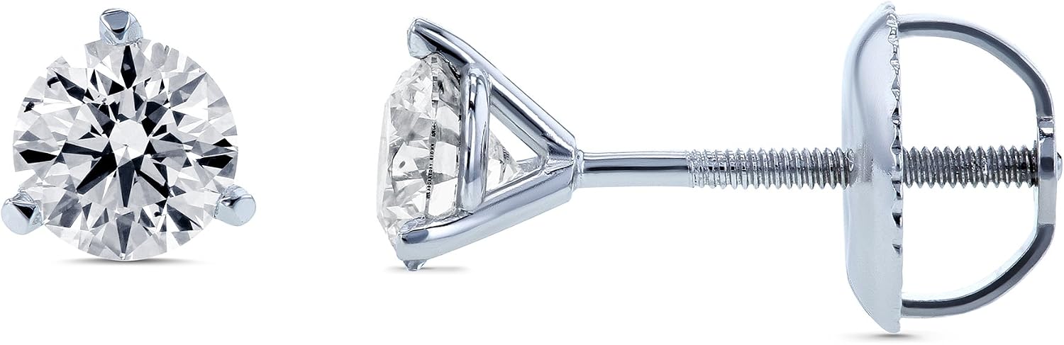 Lab Created Diamond Screw Back Martini Stud Earrings 3/5ctw in 18k White Gold (IGI Certified)