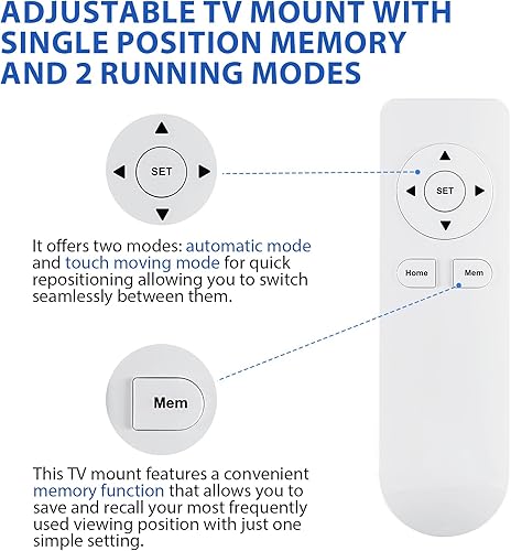 Miniatura 5 de TOPSKY Soporte de TV giratorio ajustable eléctrico con control remoto y controlador de aplicación, soporte de techo motorizado grande para