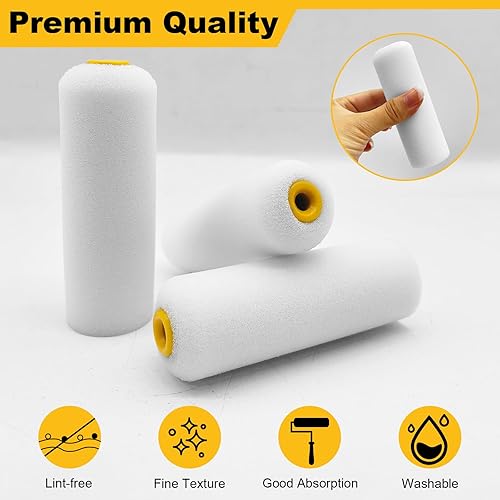 Miniatura 3 de Foam Paint Roller, 4 Inch Mini Paint Roller Covers, 48 Pack High Density Foam Rollers for Painting Walls, Ceilings, Cabinets, Cupboards, Doors