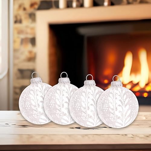 Miniatura 4 de Adornos de cristal para árbol de Navidad, 2.638 in2.63 pulgadas 4 piezas, bolas decoradas de Christmas By Krebs sin costuras para colgar decoración