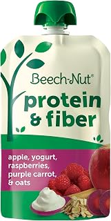 Beech-Nut Stage 4 Protein & Fiber Toddler Pouch: Apple, Yogurt, Raspberry, Purple Carrot & Oats - 3.5oz No Added Sugar