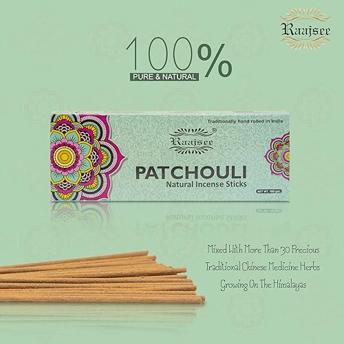 Miniatura 4 de Raajsee Varitas de incienso de pachulí, 100 gm, 100% puro, orgánico natural, enrollado a mano, libre de productos químicos, perfecto para iglesia,
