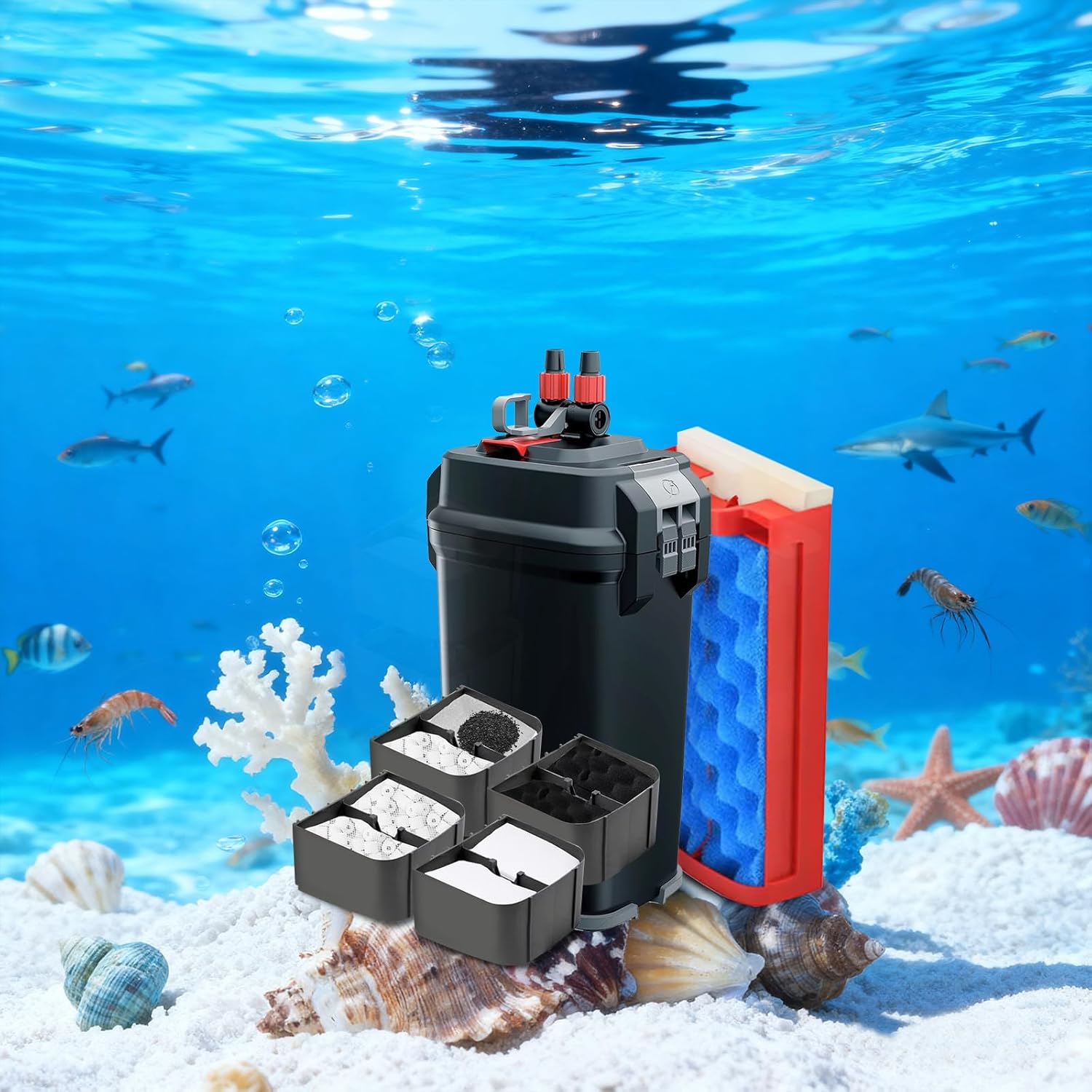 30 Pack Replacement Filter Media Kit Compatible with Fluval 406/407 Aquarium Filters, Including Bio Ceramic Rings, Activated Carbon, Blue, White & Black Bio Foam Value Pack