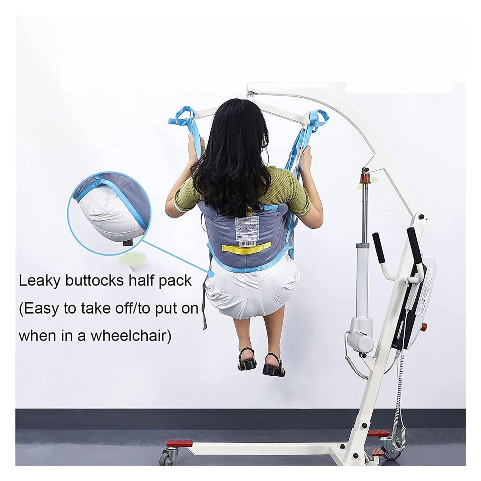 Arnés de Traslado para Higiene - Silla de Toilette para Grúa con 4 Correas Ajustables - Tejido de Poliéster Suave - Para Cama, Silla, Inodoro y Ducha - Ayuda a Domicilio