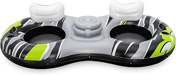 oky Adult Uni Rapid Rider II Double Inflatable River Tube Float, Multicolor, 94.49 x 48.03 x 19.69 Inches