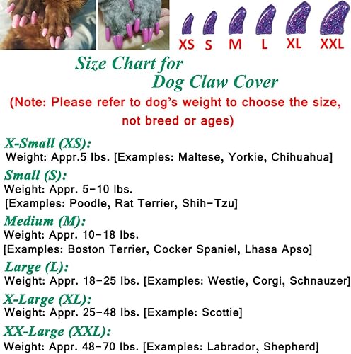 Miniatura 4 de 100 tapas de uñas para perro, tapas de uñas de perro para patas de perro con 5 pegamento adhesivo+5 aplicaciones e instrucciones