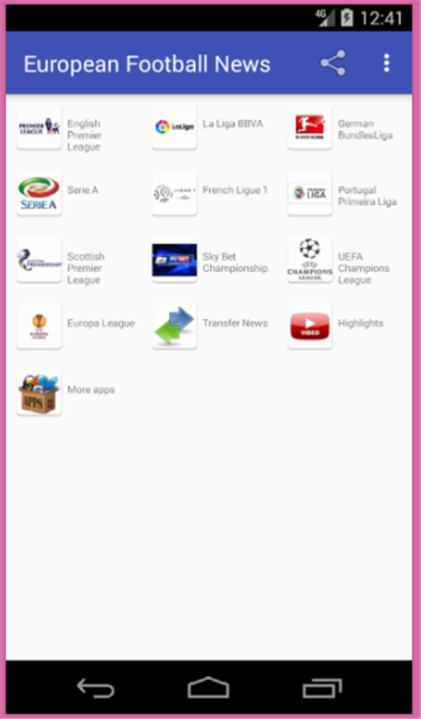Europe Football News App on Amazon Appstore
