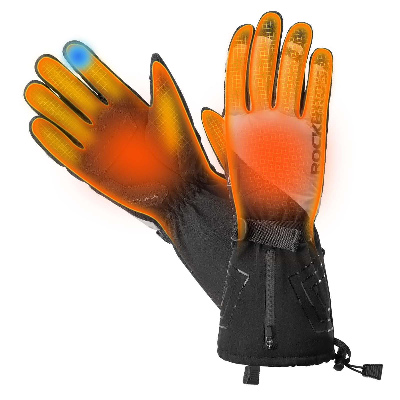 ROCKBROS Handschuhe Beheizbare Fahrradhandschuhe Winterhandschuhe Thermohandschuhe für Winterskifahren Radfahren Motorradfahren Damen Herren