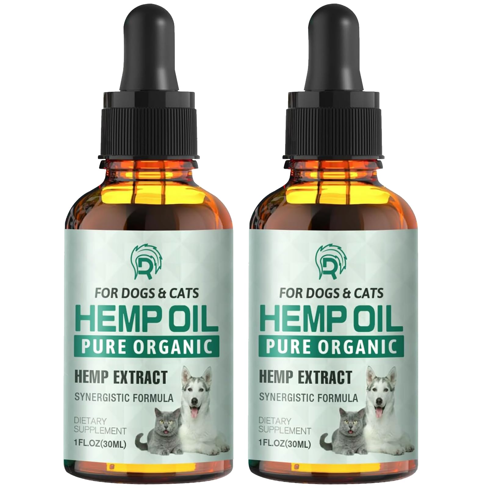 2 Pack Hemp Oil for Dogs and Cats - Anxiety Stress Sleep Allergies Arthritis Seizures Pain Relief - Promotes Skin Hip Joint Health - Calming Drops for Aggressive Pets