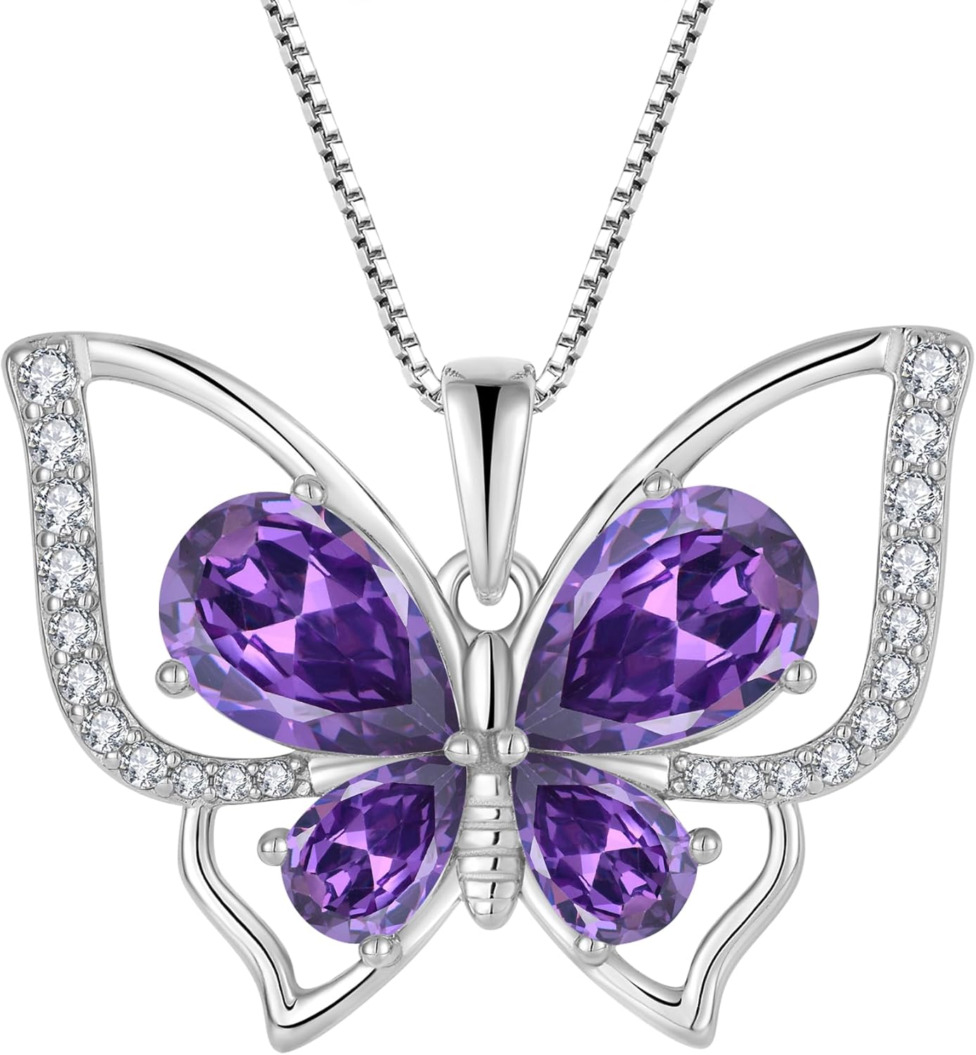 YL Butterfly Necklace 925 Sterling Silver Pendant Birthstone Jewelry for Women
