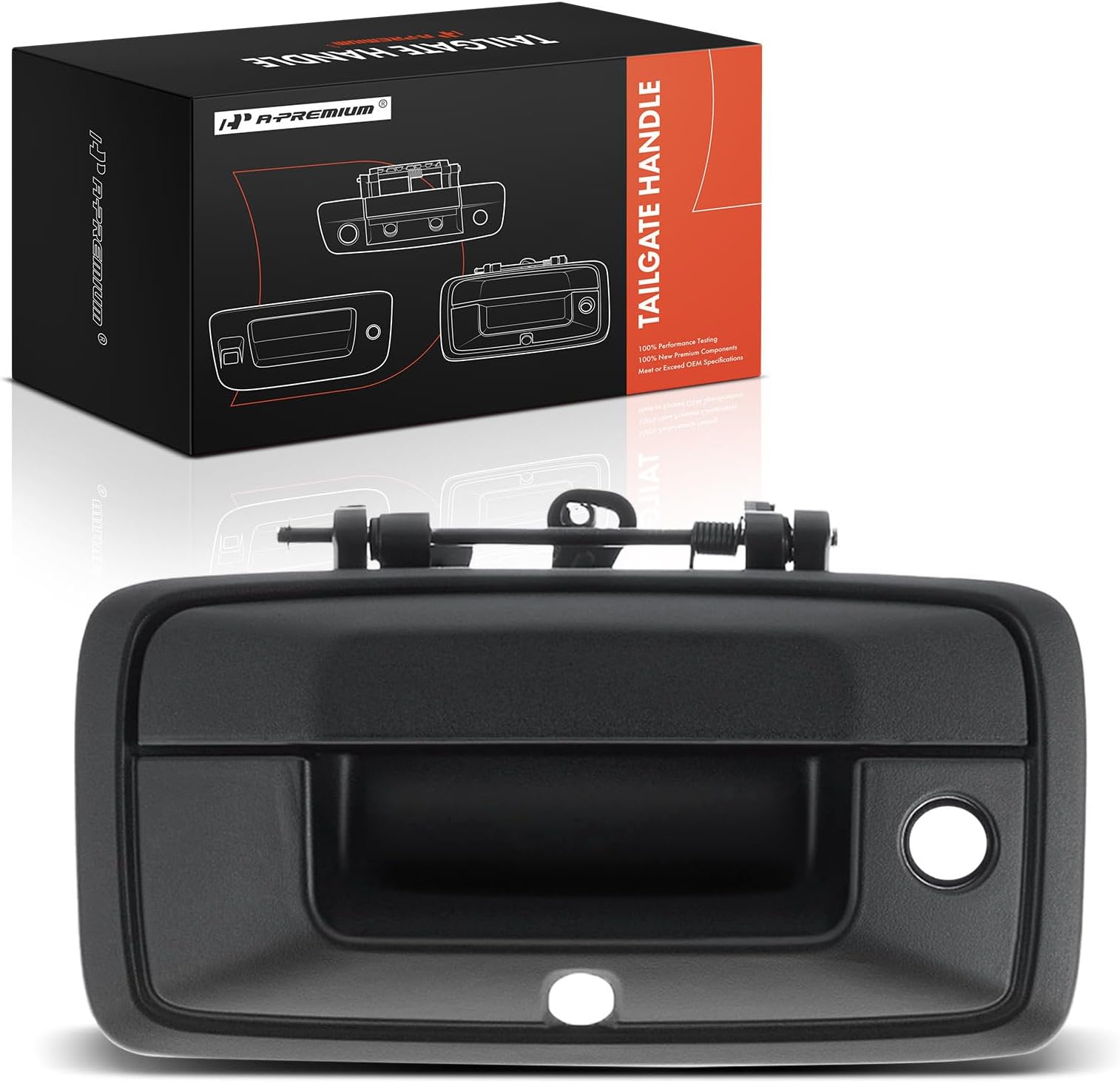 A-Premium Tailgate Handle Liftgate Latch Handle with Camera Hole Compatible with Chevrolet Silverado 1500 LD 2500 HD 3500 HD & GMC Sierra 1500, Sierra 1500 Limited 2500 HD 3500 HD, Textured Black
