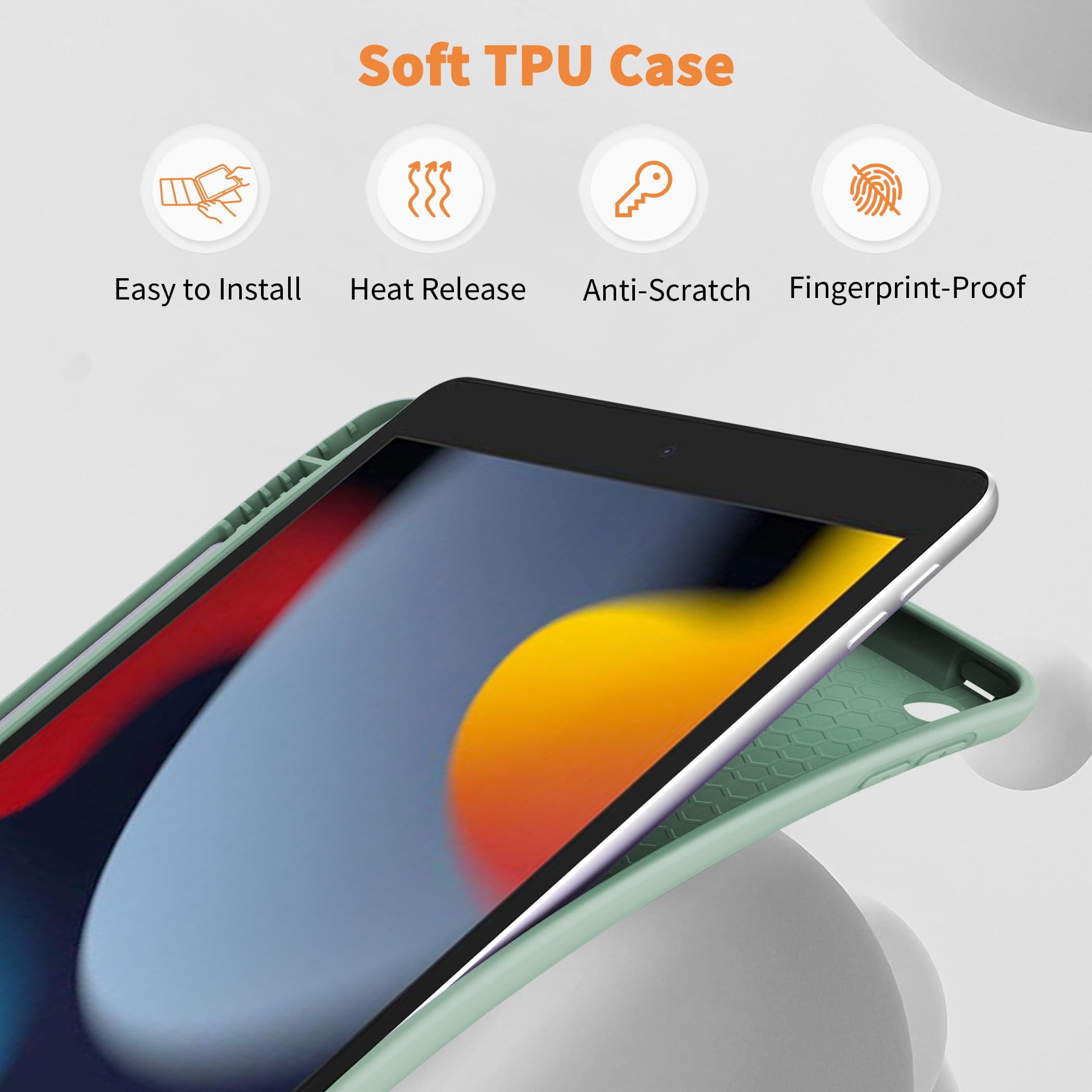 CACOE Cover Custodia Compatibile con iPad 9a Generazione 2021/iPad 8a Gen 2020/iPad 7a Gen 2019, Leggero Cover Protettivo Supporto con Pencil Holder per iPad 10.2 Auto Sveglia Sonno,Verde notte