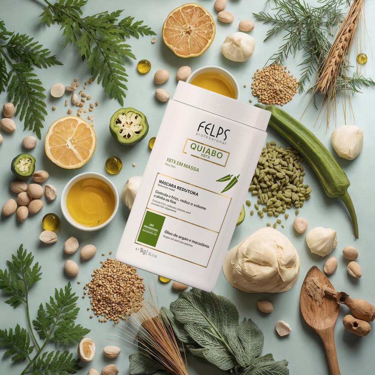 Okra XBTX Tratamento Capilar em Massa Óleo de Argan e Macadâmia, 1 Kg Felps Professionnel