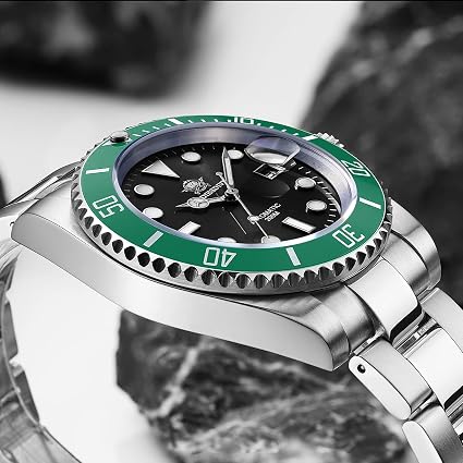 ADDIESDIVE Diver's NH35A - Orologio automatico da uomo, 200 m, con  cinturino in acciaio INOX, nero/verde, 164g, bracciale : Amazon.it: Orologi
