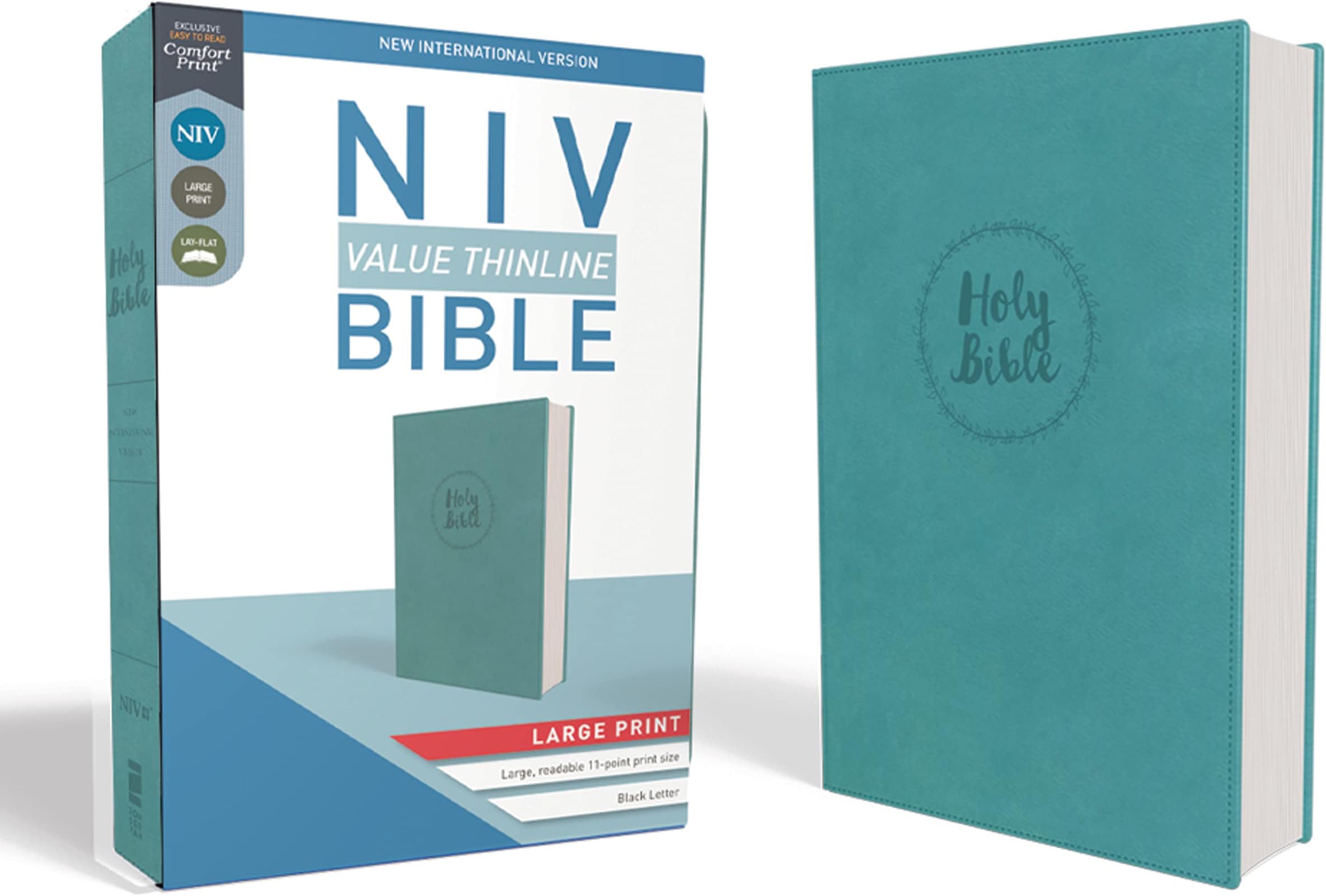 NIV, Value Thinline Bible, Large Print, Leathersoft, Teal, Comfort Print: New International Version, Turquoise Leathersoft, Black Letter