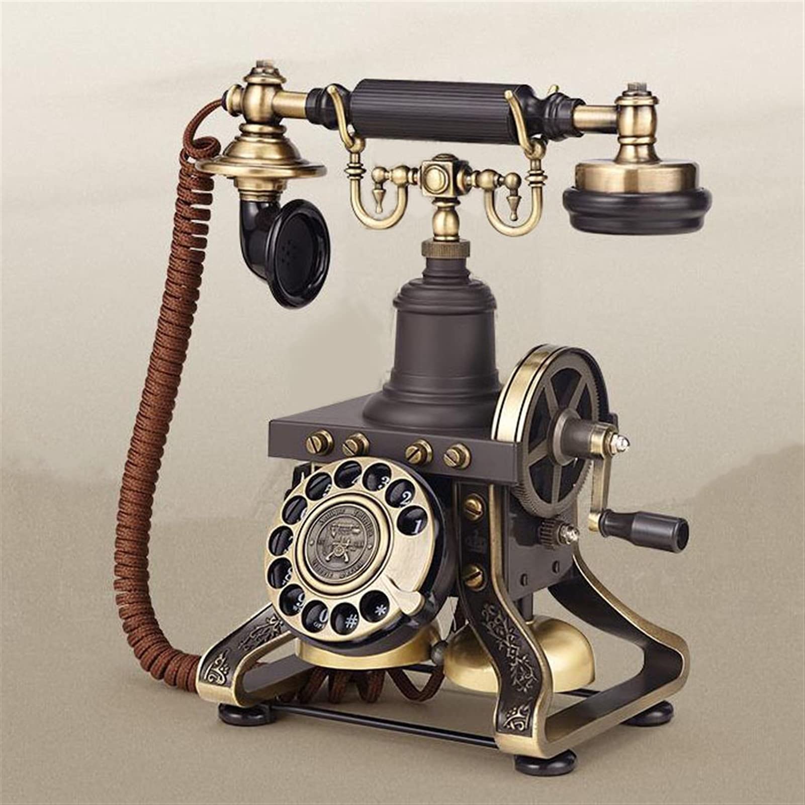 Téléphone à Cadran rétro, téléphone Fixe européen Antique à l'ancienne en métal, téléphone Vintage, Bureau, Maison, hôtel, rétro Fixe, Sonnerie mécanique, téléphone nostalgique