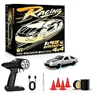 RC Drift Car, 1/43 Mini RC Drift Car with Gyro, 2.4GHz Full Proportional Control,18KM/H 4WD High Speed Remote Control Alloy, LED Lights & Drift Tires, Toys Gift for Adults, Boys and Girls