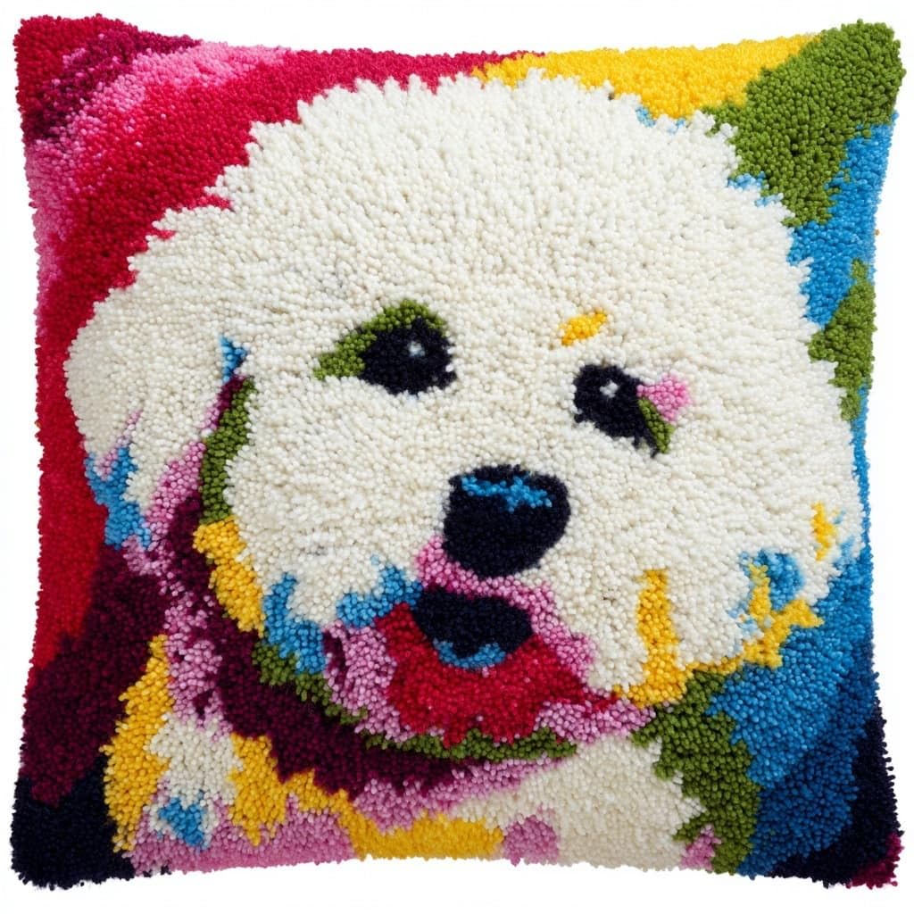 WallustrioaW Latch Hook Cushion Kit,Animal Dog
