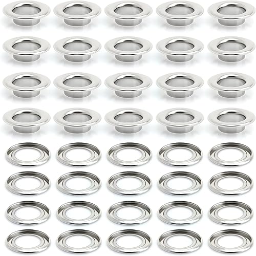Miniatura 4 de CRAFTMEMORE Ojales de identificación de 0.748in con arandelas para ropa, cuero, lona, paquete de 25 juegos (plata)