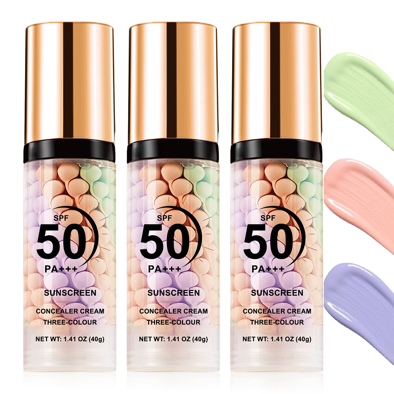 3Pcs 3-In-1 Primer for Face Before Makeup, SPF 50 Sunscreen Isolation Cream 3 Pcs