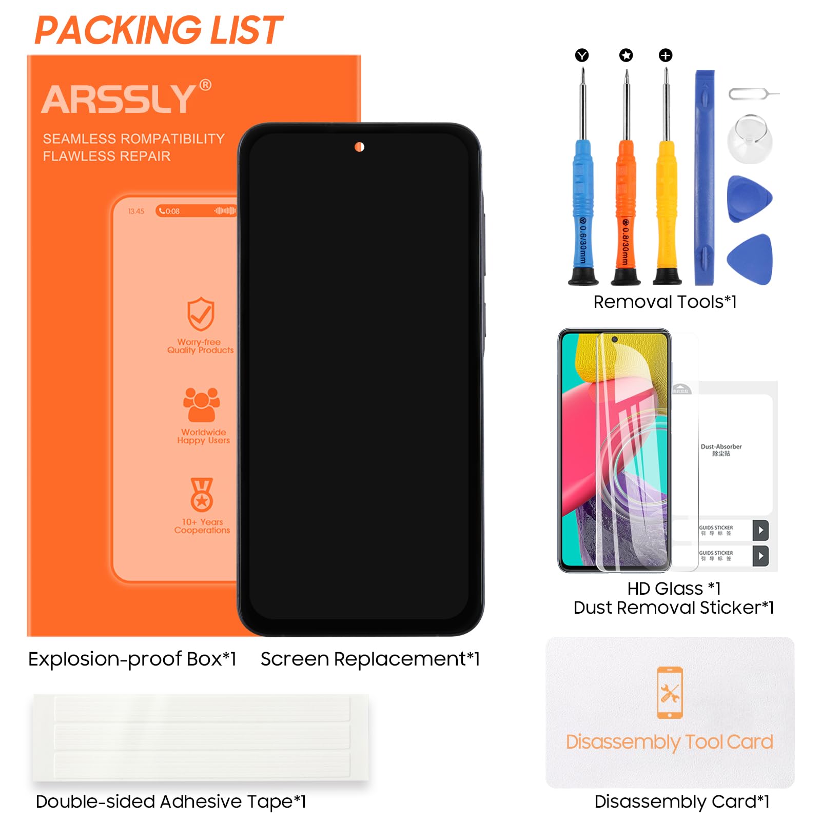 for Samsung Galaxy A55 5G Screen Replacement - for Samsung A55 5G LCD Display Touch Screen for Galaxy A556V SM-A556B/DS SM-A556E LCD Digitizer Glass Assembly Kits (with Frame, No Fingerprint)