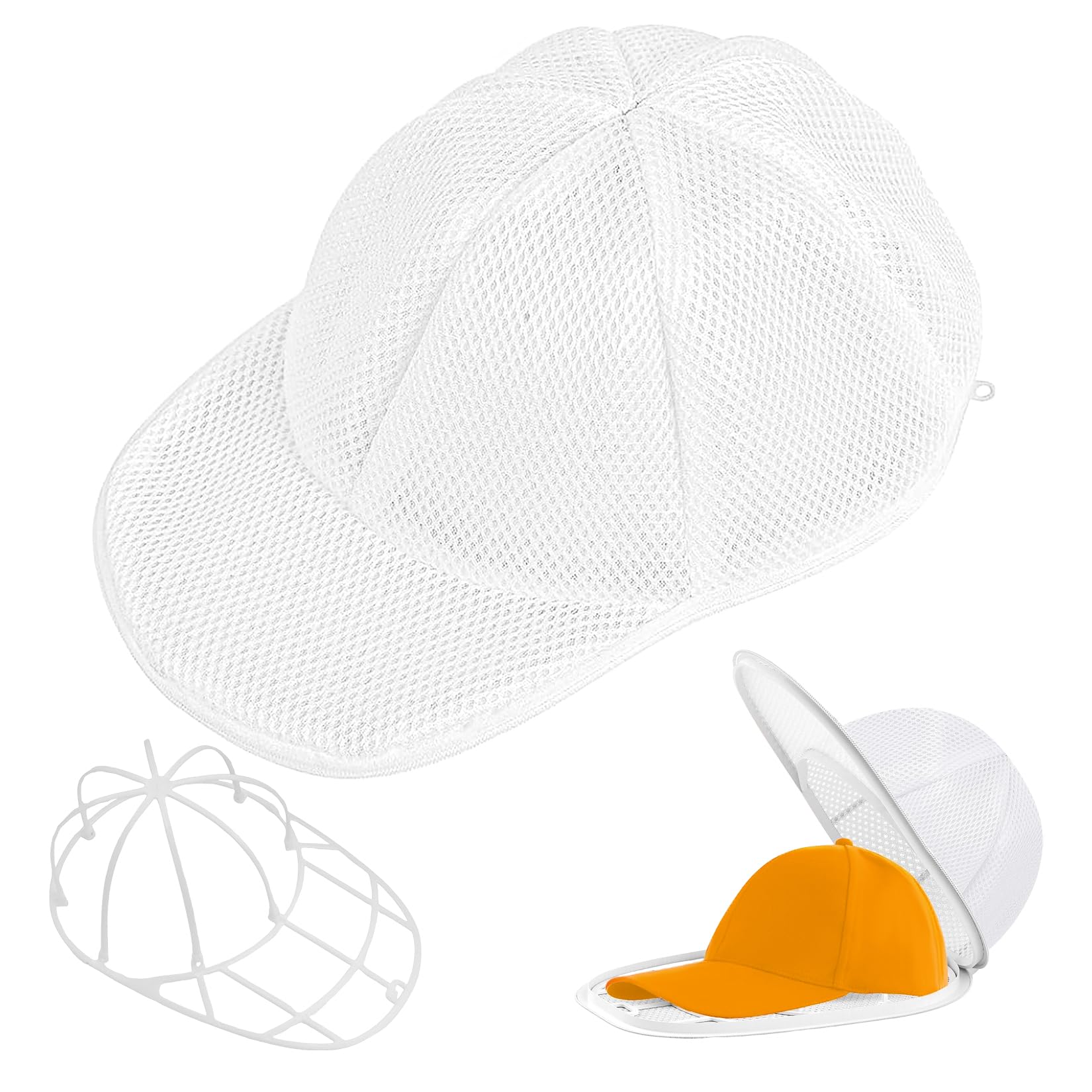 Baseball Cap Washing Cage, Hat Washer Cage, Collapsible Hat Cleaner Washing Cage, cCap Cleaner for Washing Machine & Dishwasher, Ball Cap Holder Protector Shaper for Laundry, with Rack Frame
