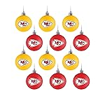 FOCO NFL Kansas City Chiefs 12 Pack Ball Hanging Tree Holiday Ornament Set12 Pack Ball Hanging Tree Holiday Ornament Set, Team Color, One Size