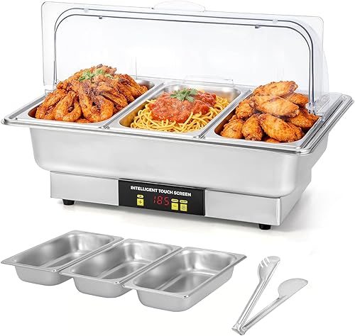 Miniatura 10 de Dyna-Living Platos eléctricos para bufé, 9.5 cuartos de galón de tamaño completo y tamaño medio, juego de bufé de 600 W, servidores y calentadores