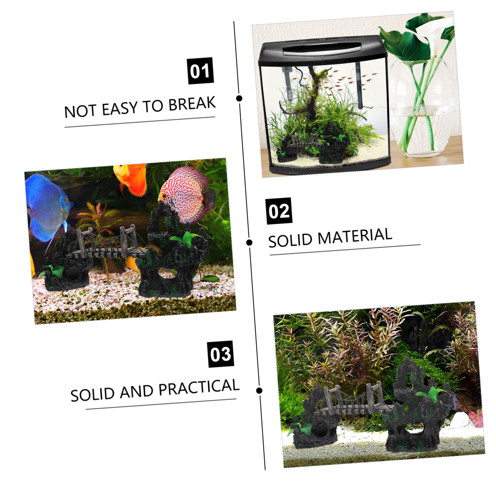 Decorazione Retro per Acquario Resina Ponte Adornato per Pesci Accessorio per Rockery e Ambientazione Naturale nel Serbatoio Acquatico