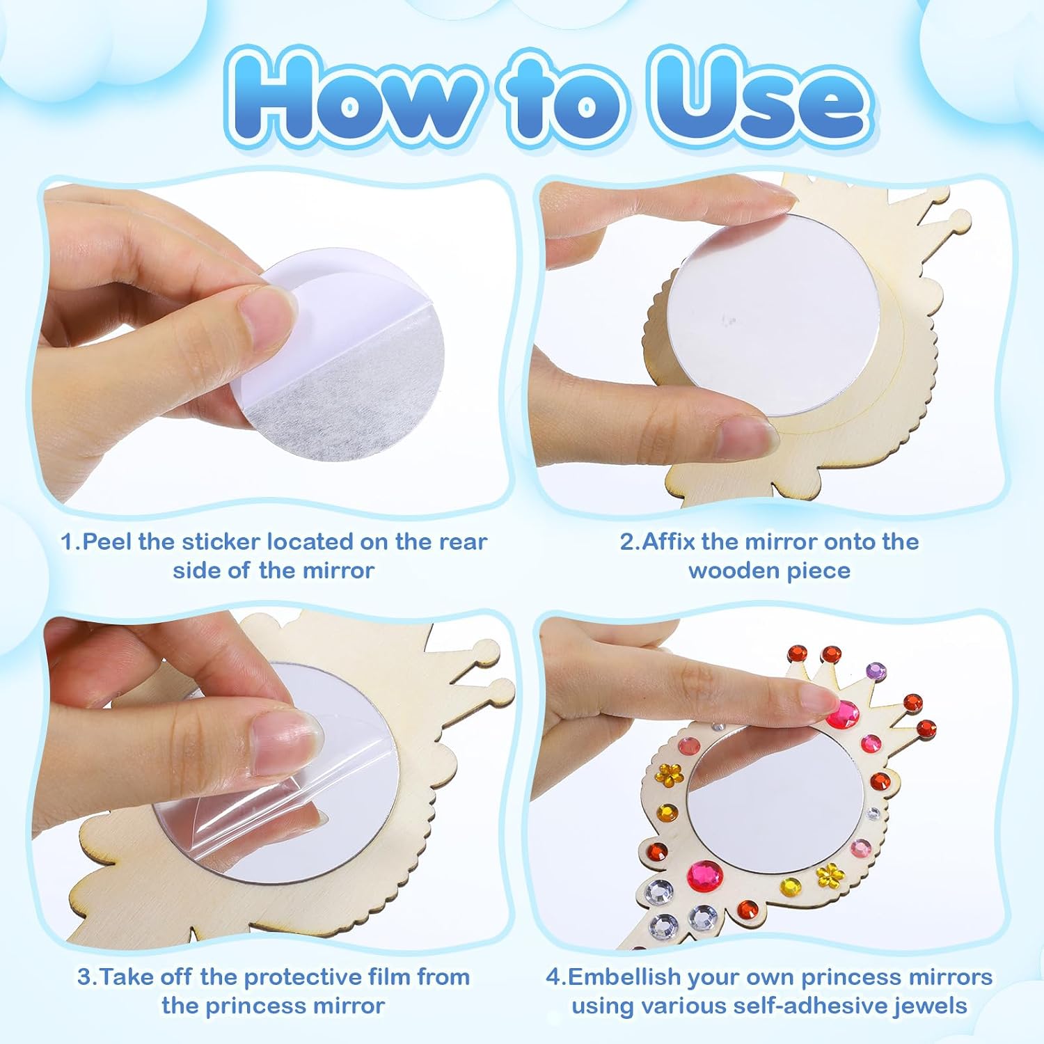 24pcs Wooden Mirror Crafts for Kids image 5