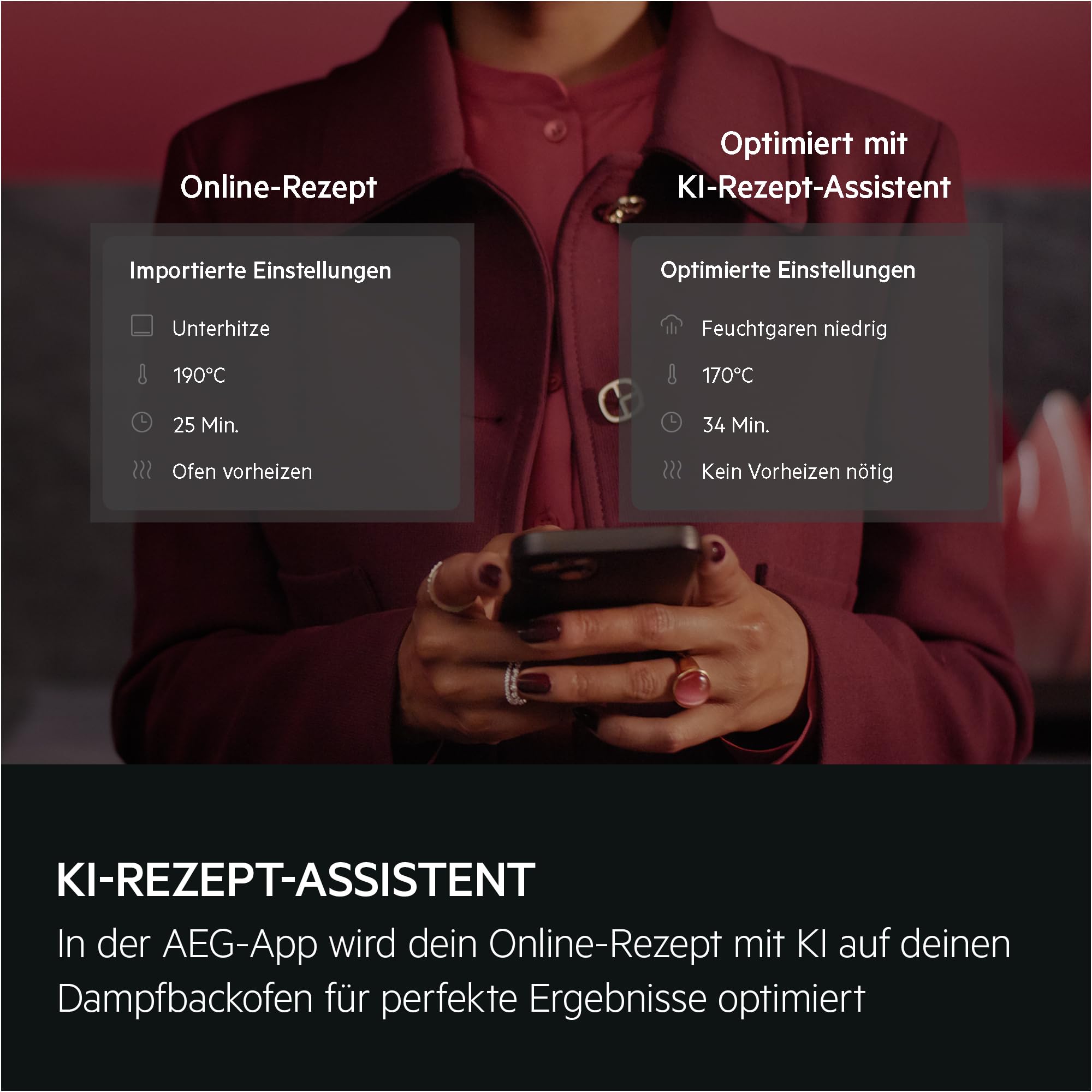 AEG Wifi Einbau-Dampfbackofen, Multidampfgarer, Serie 9 Touch-Swipe-Display XL, mit Schritt für Schritt assistiertem Kochen, Made in Germany,100% Auto-Dampf & SousVide, App-Rezepte, TP9SB82WAB