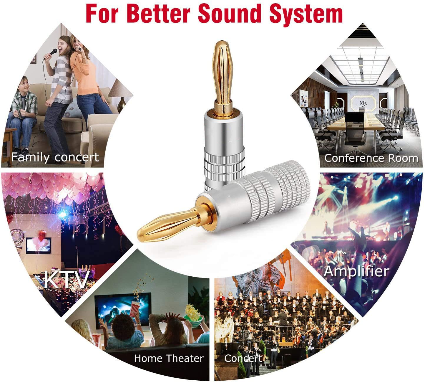 10Pcs Placcato oro 24 K Spina a Banana 4 mm connettore altoparlante per Altoparlanti Hi-Fi, amplificatori, Receiver, impianti Stereo