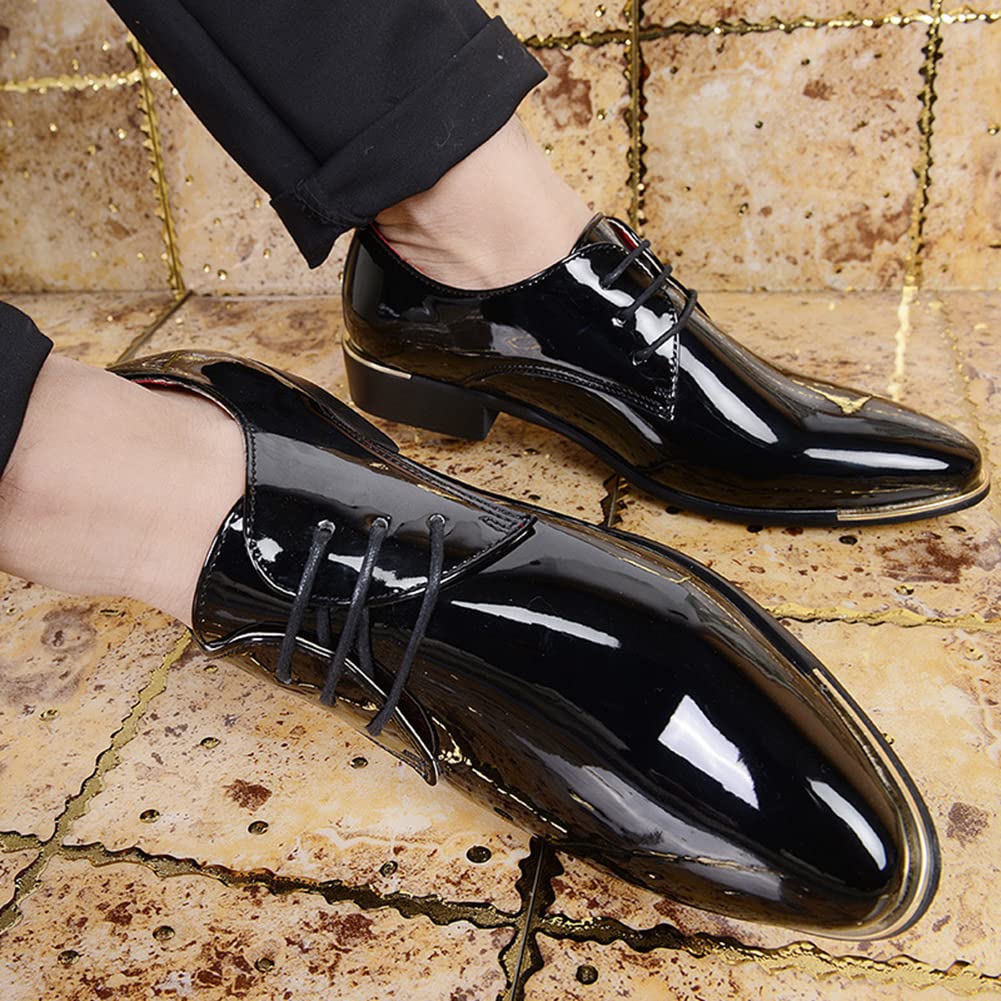 Derby Cuir Vernis Chaussure de Ville à Lacets Homme Bout Pointu Chaussure Affaire Bureau Costume Mariage Grande Taille 45 46 47 48