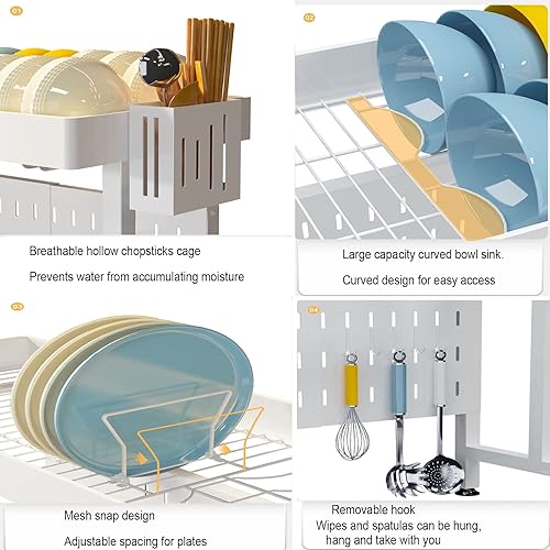 Miniatura 6 de IMPREC LYWY - Escurridor de platos para colgar sobre el fregadero estante grande para ahorrar espacio organizador de encimera de cocina estante