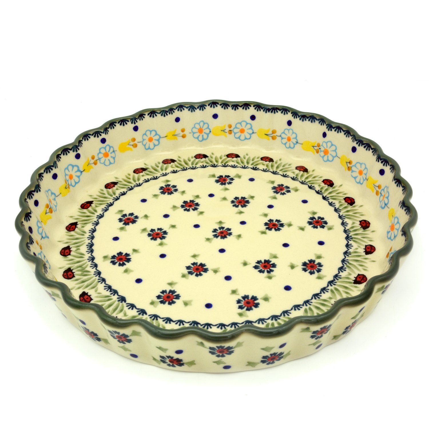 Bunzlauer keramik Tarte-oder Quicheform 26,5 cm (Dekor Marienkäfer)