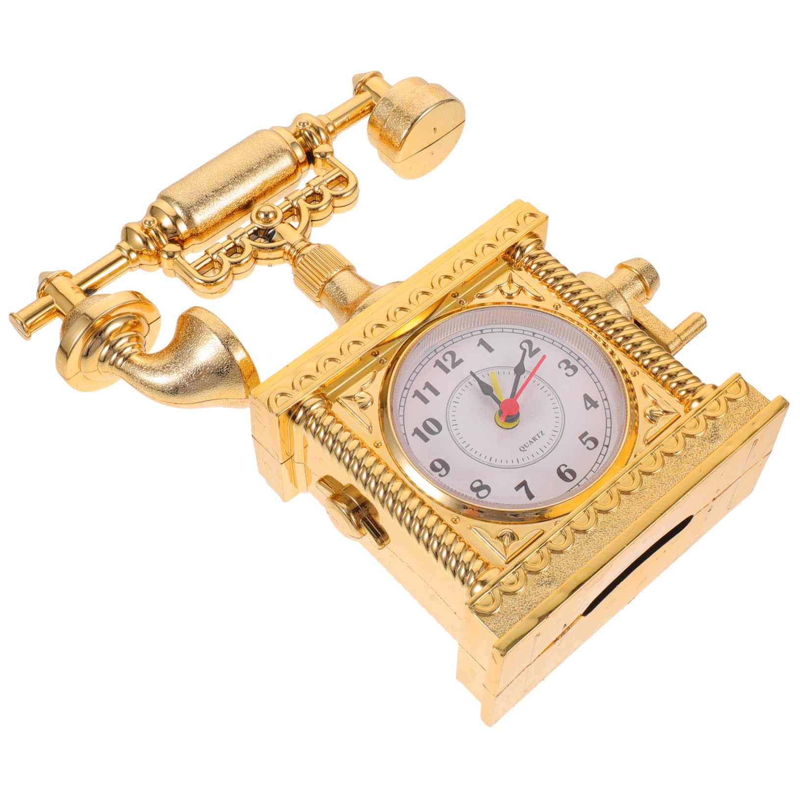 FUNOMOCYA Vintage Retro Telephone Clock Model Decorative Antique Style Office Desk Ornament Classic Design for Plaything and Home Decor