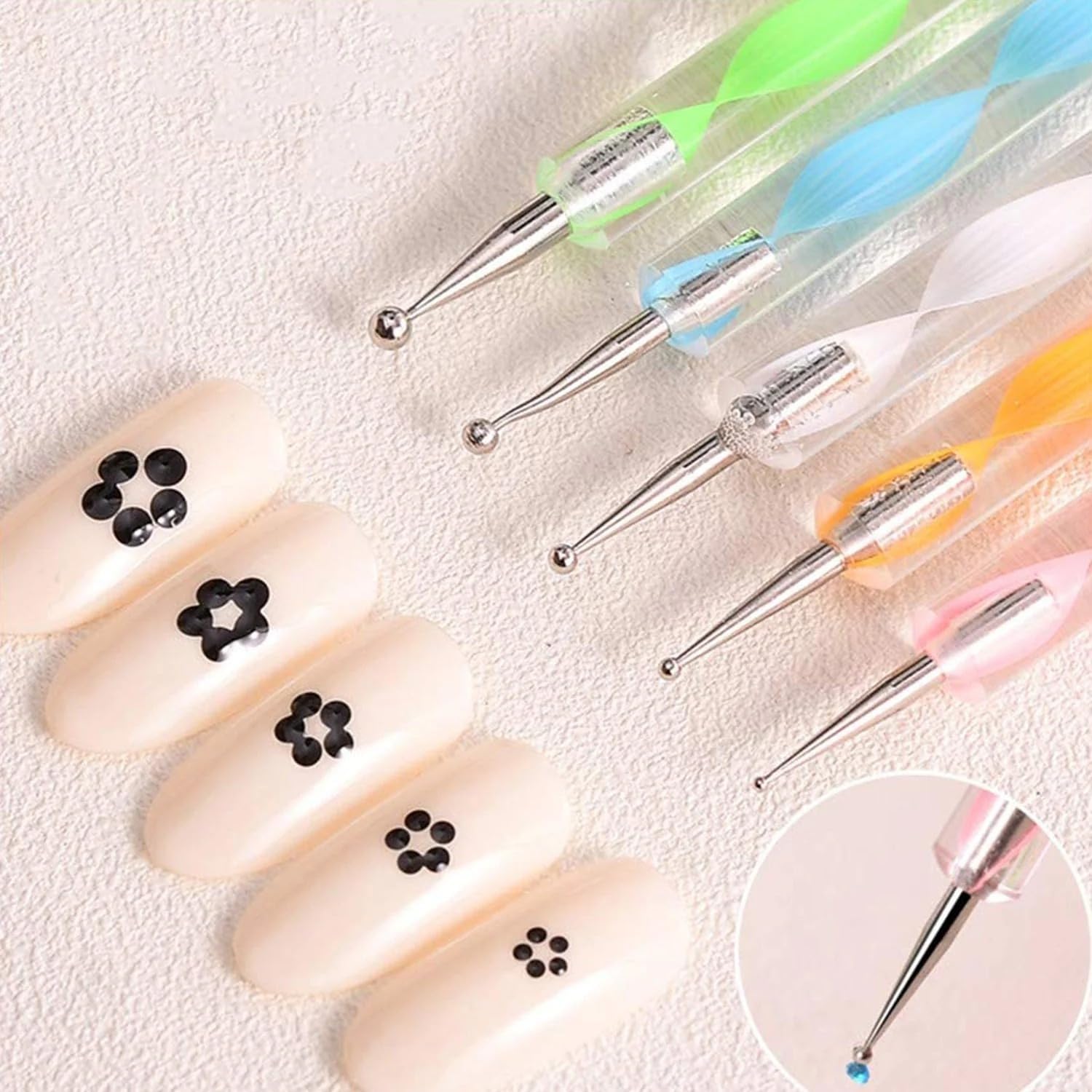 DeoDap Nail Art Brushes 5 Pc – Professional Nail Art Kit with Acrylic Brushes, Point Pen & Cleaning Brush – Multipurpose Tools for Gel, Acrylic and Manicure Designs – Perfect for DIY Nails Fashion - Image 4 thumbnail