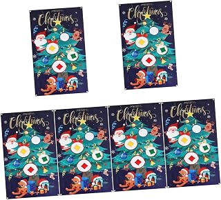 Generic 6 Sets Christmas Beanbag Toss Christmas Decor Indoor Bean Bag Toss Game Toss Game Flag Game Props
