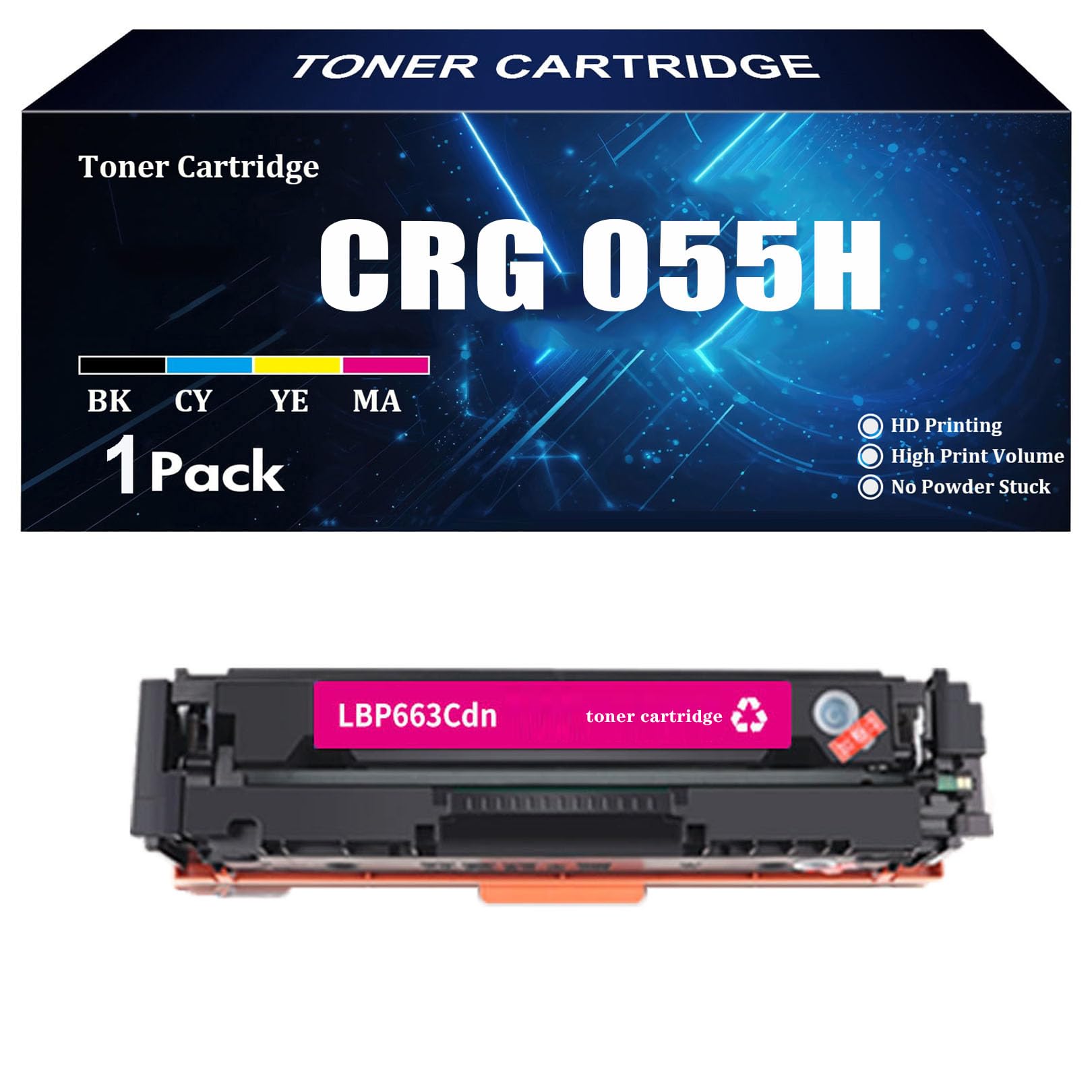 Cartouche toner Canon 055H compatible avec puce pack multicolore haute capacité 2300 pages