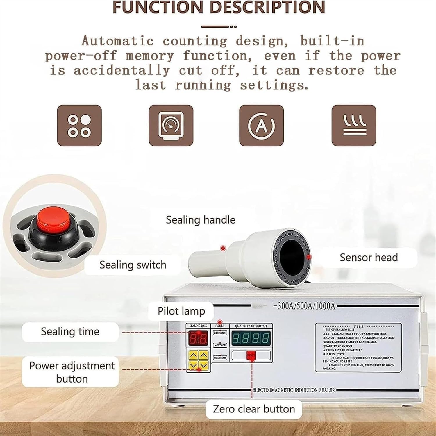 Selladora De Inducción Portátil, Máquina Selladora De Botellas De Aluminio, Selladora Electromagnética De Tapas De 15-50 Mm Y 600 W Con Contador Digital Y Función De Memoria Para Botellas De