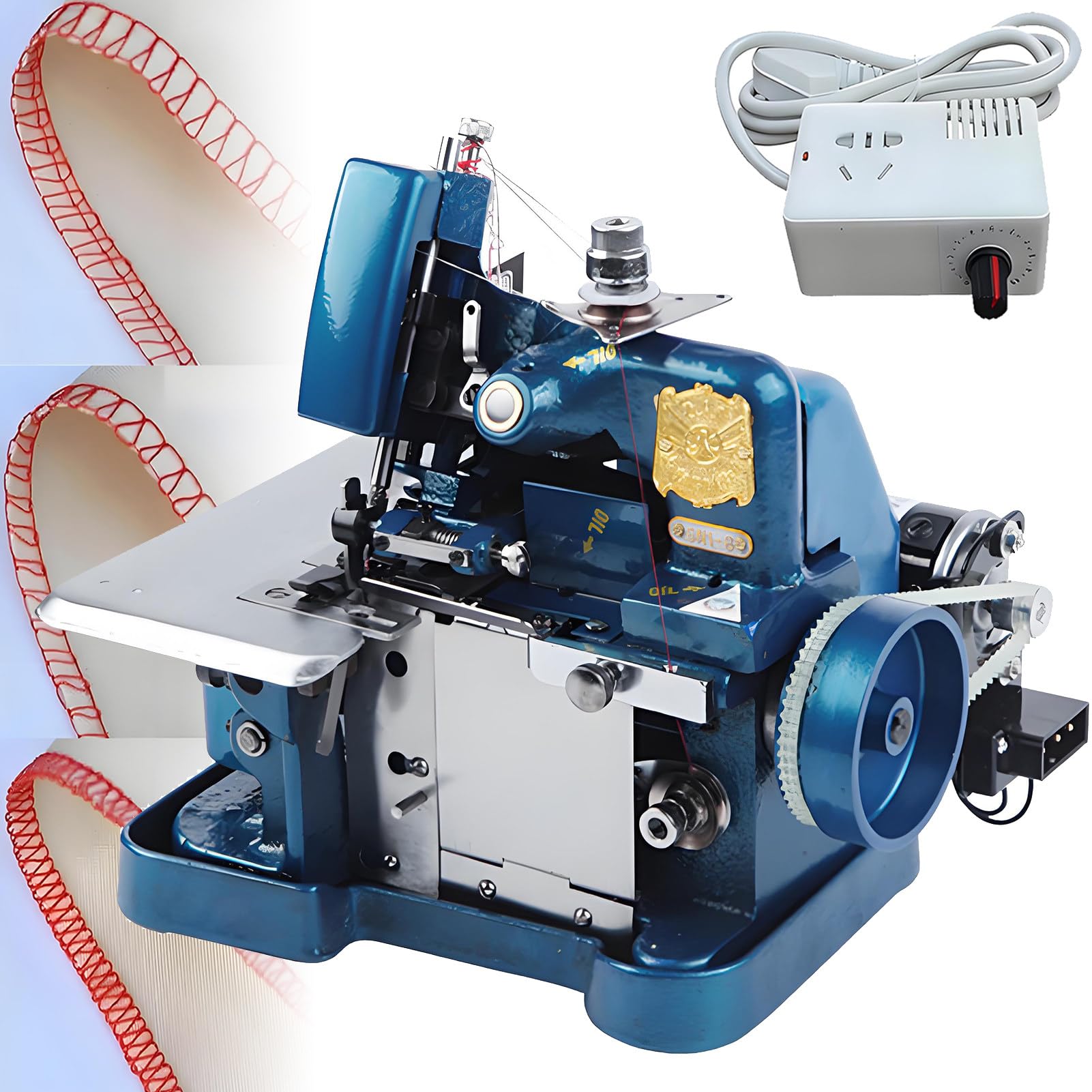 Máquina Overlock, 250 W de Alta Resistencia Blue | 3000 Puntadas Por Minuto,Máquina de Alta Velocidad Para Acabado Profesional de Costuras,Cose Telas de Hasta 3 mm de Grosor