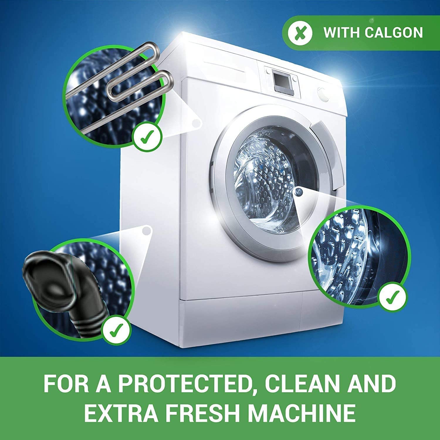 Calgon Compresse addolcitori d'acqua 4 in 1, detergente per lavatrice, rimuove odori, calcare e residui, pulizia profonda, dimensioni: XL, 3 confezioni da 75 pezzi (la confezione può variare)