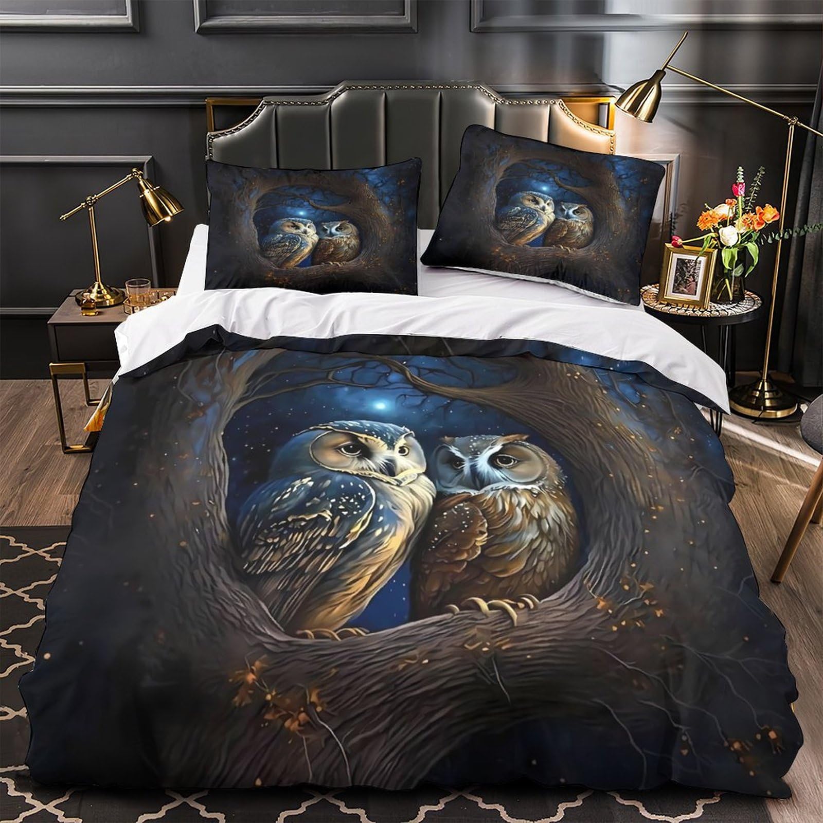 Parure de lit camping nocturne king 220x240 en microfibre douce