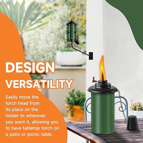 Miniatura 6 de FAN-Torches Paquete de 6 antorchas de citronela montadas en la pared, 16 onzas, antorchas de metal para exteriores, antorchas de jardín para
