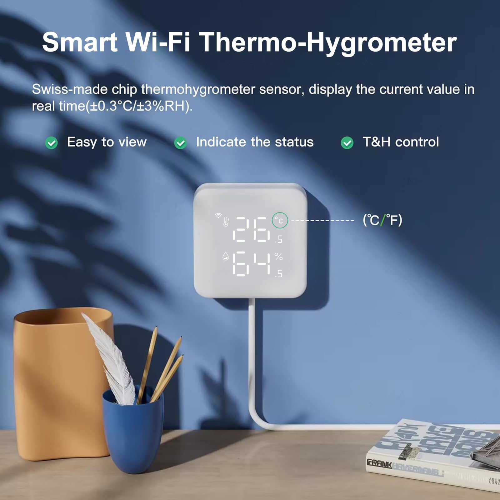 WOOX Controlador Inteligente Universal para Aire Acondicionado y Bomba de Calor, Wi-Fi Termostato Domótico, Termómetro e Higrómetro, Mando a Distancia IR, Compatible con Alexa y Google