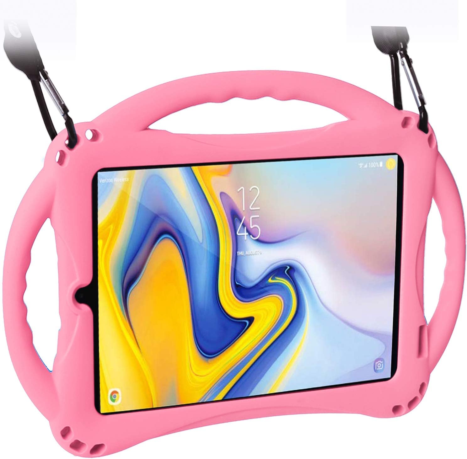 TopEsct Case for Samsung Galaxy Tab A 8.0(2018) SM-T387, Silicone Kids Shock Proof Convertible Handle Protective Cover Compatible with Samsung Galaxy Tab A 8.0 2018 Release Tablet (Pink)