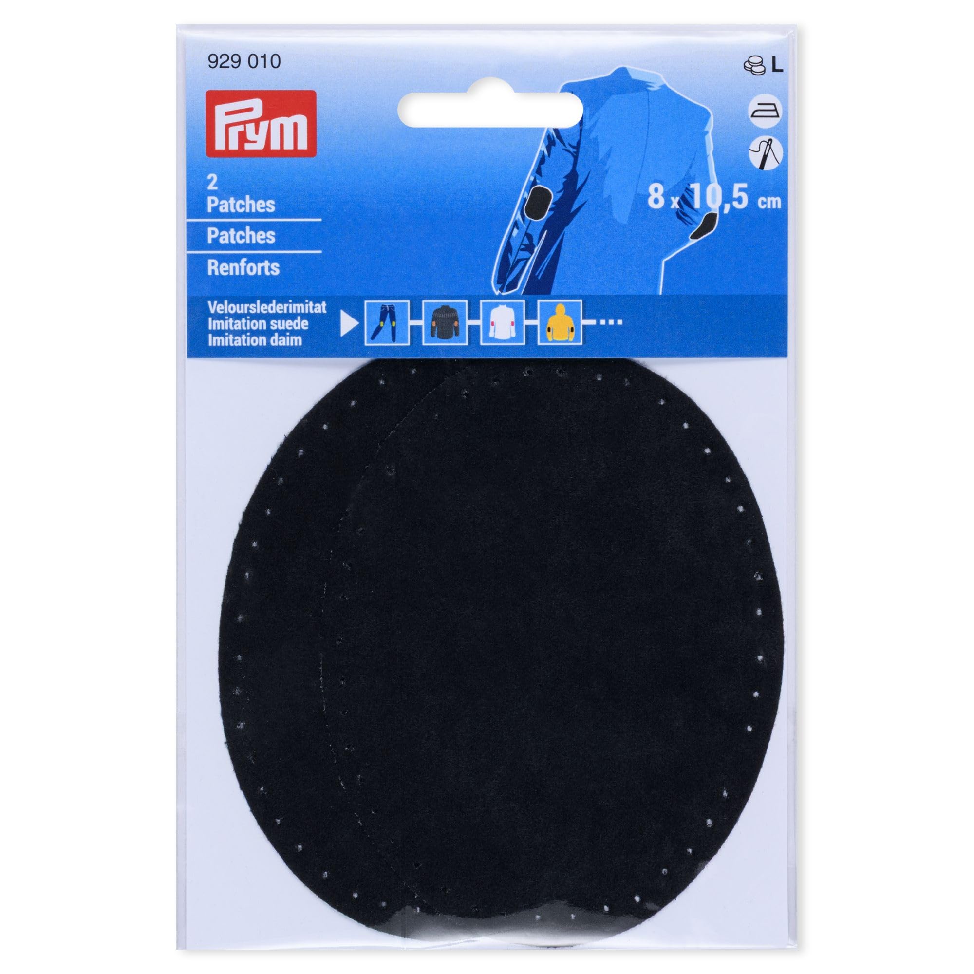 Prym 929010 Iron-On Faux Suede Patches 8 x 10.5 cm Black