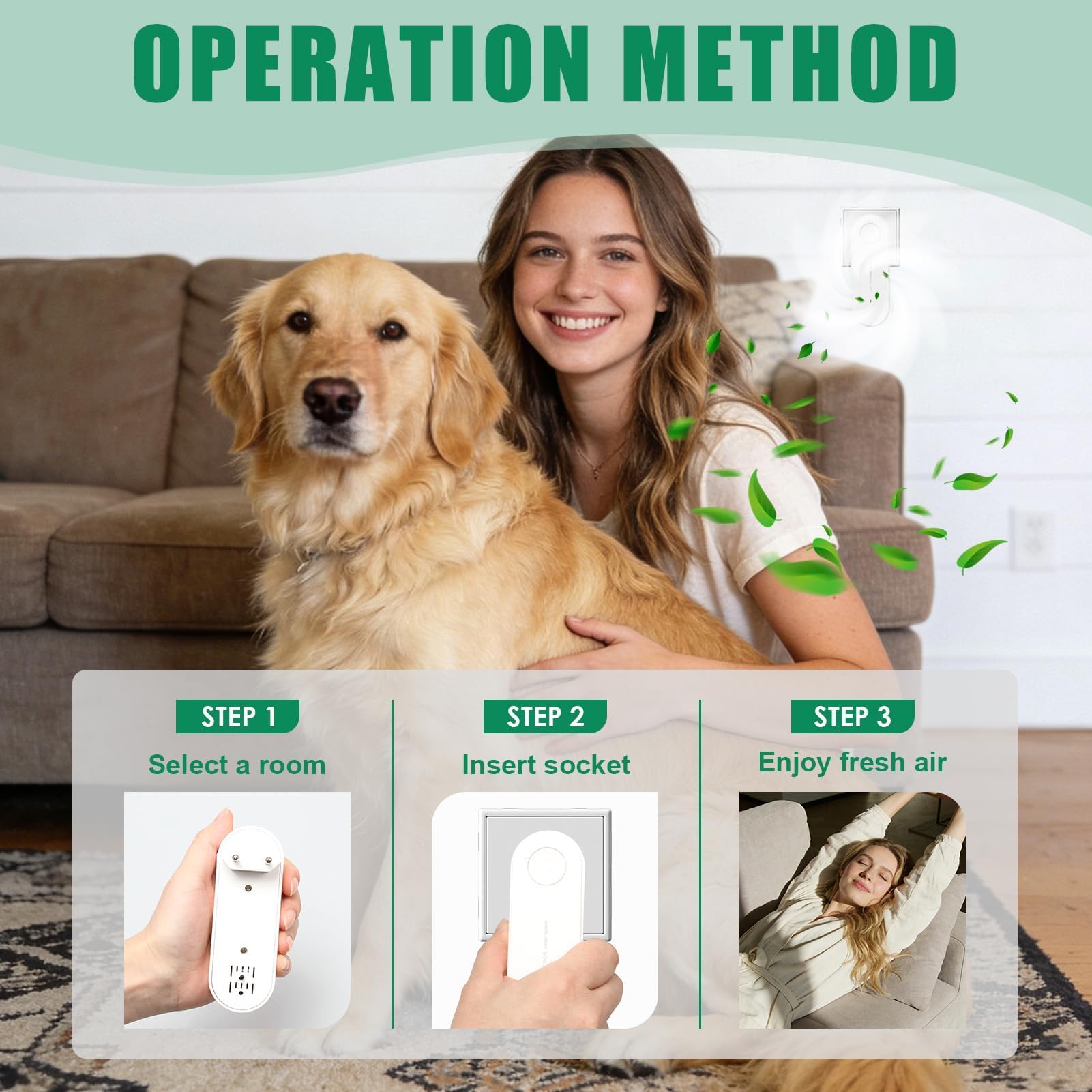 Purificador de Aire, Plug in Purificador de Aire de Iones Negativos Elimina Eficazmente Olores/Humo/Polvo Mini Air Purifier Sin Filtro para Dormitorio/Casa/Sala de Estar/Sala de Mascotas/Baño